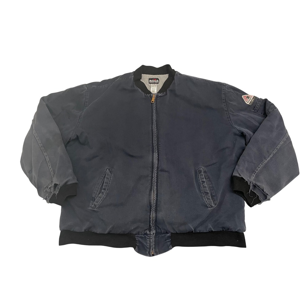 Vintage Bulwark Flame Resistant FR Excel Jacket Mens XXL Blue Distressed